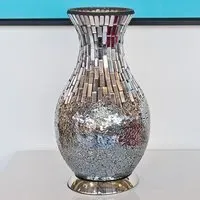 Izar Vase Table Lamp with Chrome Base - Black, Glass