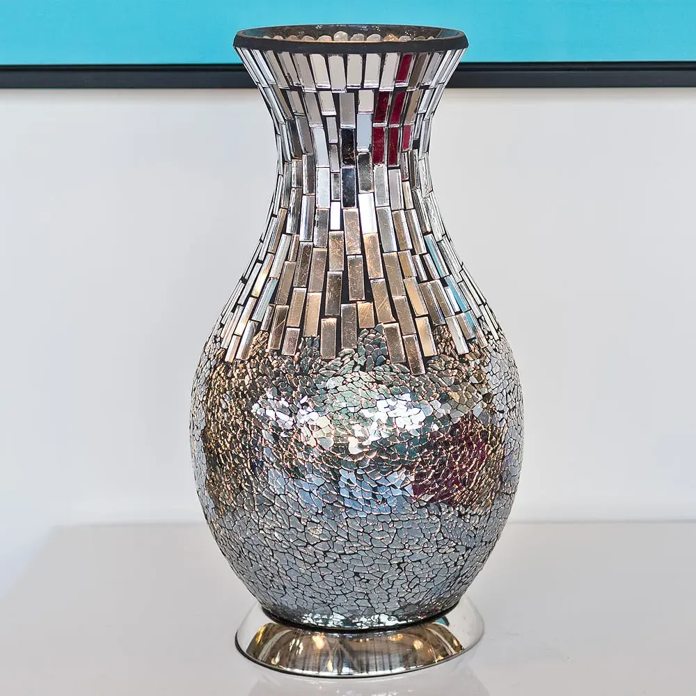 Izar Vase Table Lamp with Chrome Base - Black, Glass image