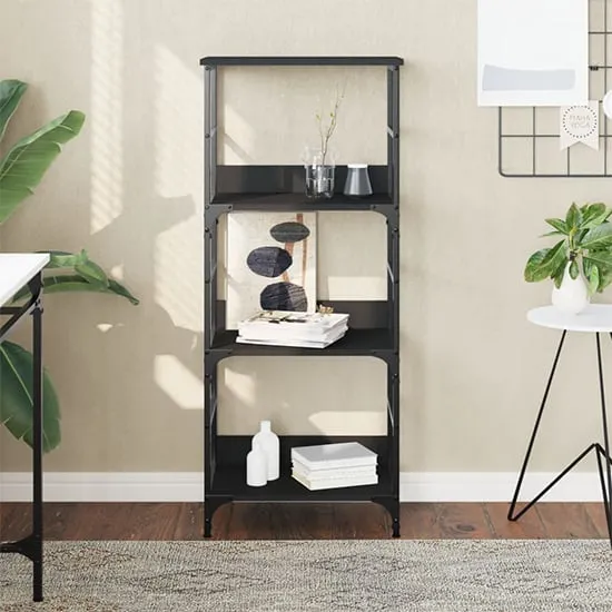 Izola 3-Compartment Bookshelf - Black, Engineered Wood image