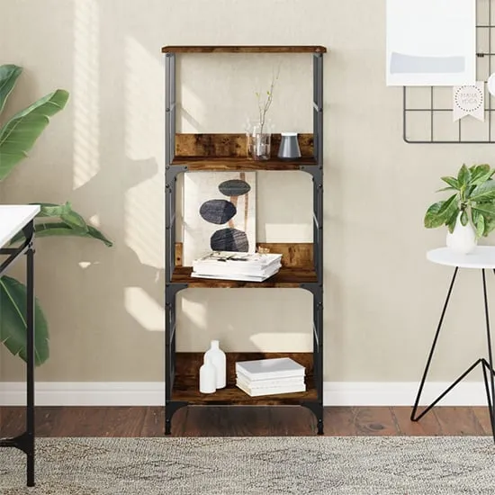 Izola 3-Compartment Bookshelf - Smoked Oak, Engineered Wood
