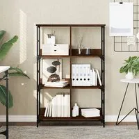 Izola 6-Compartment Bookshelf - Brown Oak, Engineered Wood