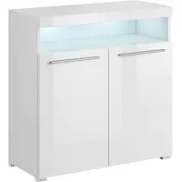 Izola Sideboard with 2 Doors and LED - White, High Gloss