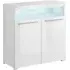 Izola Sideboard with 2 Doors and LED - White, High Gloss