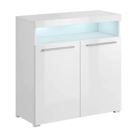 Izola Sideboard with 2 Doors and LED - White, High Gloss image