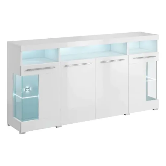 Izola Sideboard with 4 Doors - White, High Gloss