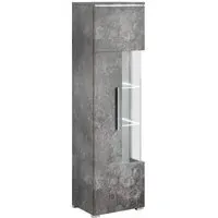 Izola Tall Left Display Cabinet with LED - Slate Grey