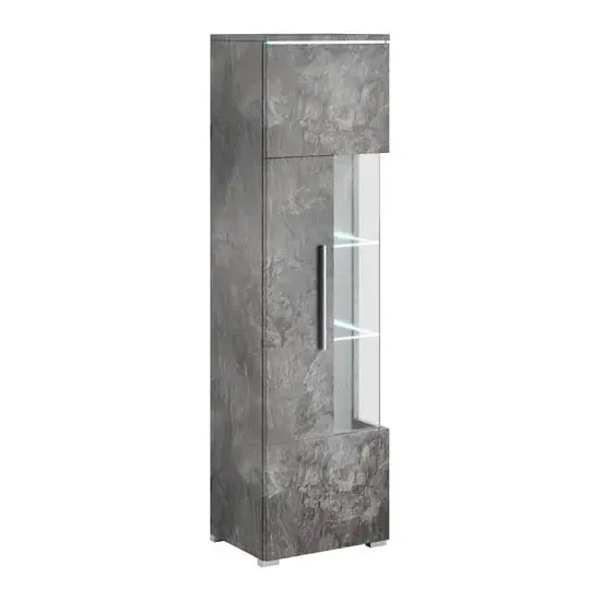 Izola Tall Left Display Cabinet with LED - Slate Grey