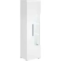 Izola Tall Left Display Cabinet with LED - White, High Gloss
