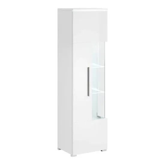 Izola Tall Left Display Cabinet with LED - White, High Gloss image