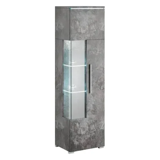 Izola Tall Right Display Cabinet with LED - Slate Grey