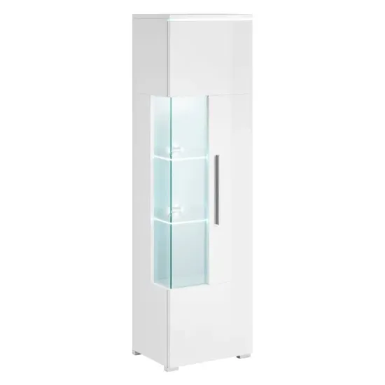 Izola Tall Right Display Cabinet with LED - White, High Gloss