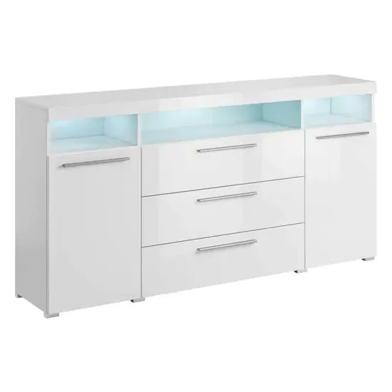 Izola Wide Gloss Sideboard with LED - White