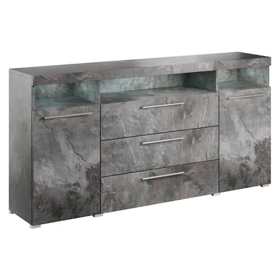 Izola Wide Sideboard with LED - Slate Grey