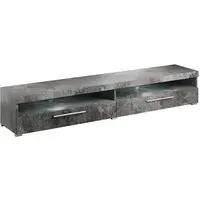 Izola Wide TV Stand with 2 Drawers and LED - Slate Grey