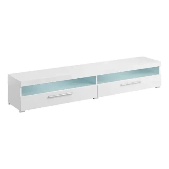 Izola Wide TV Stand with 2 Drawers and LED - White image