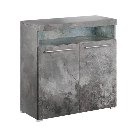 Izola Wooden Sideboard with 2 Doors and LED - Slate Grey image