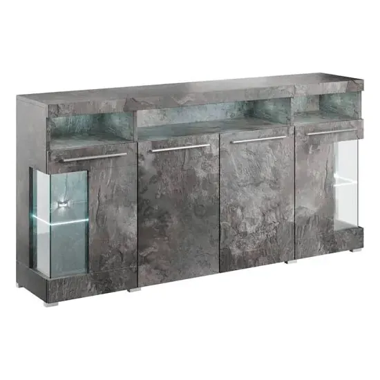Izola Wooden Sideboard with 4 Doors - Slate Grey