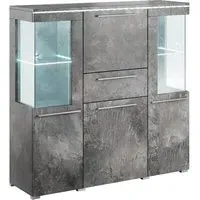 Izola Wooden Sideboard with 5 Doors and LED - Slate Grey