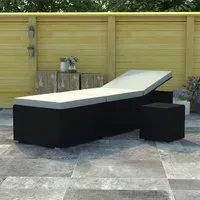 Jack Rattan Sun Lounger with Tea Table - Black