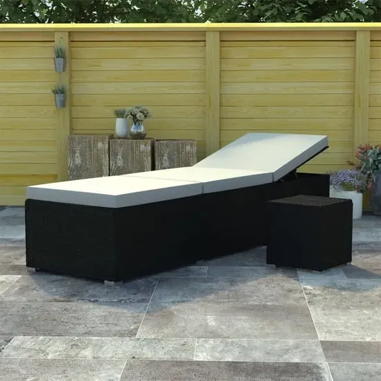 Jack Rattan Sun Lounger with Tea Table - Black image