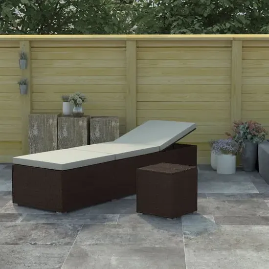 Jack Rattan Sun Lounger with Tea Table - Brown