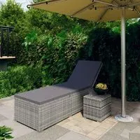 Jack Rattan Sun Lounger with Tea Table - Grey