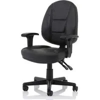 Jackson High Back Office Chair with Adjustable Arms - Black, Leather