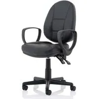 Jackson High Back Office Chair with Loop Arms - Black, Leather