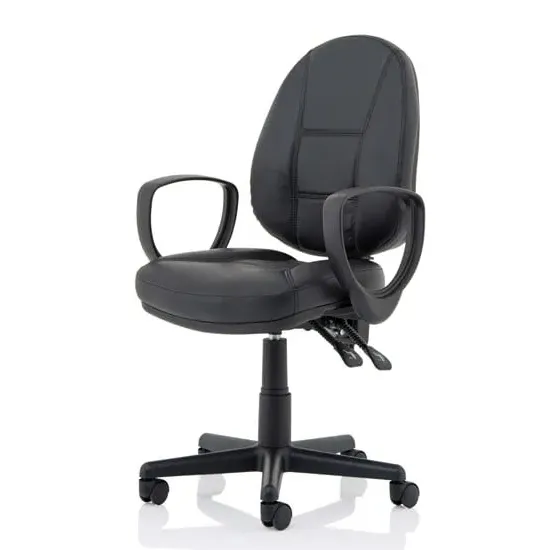 Jackson High Back Office Chair with Loop Arms - Black, Leather