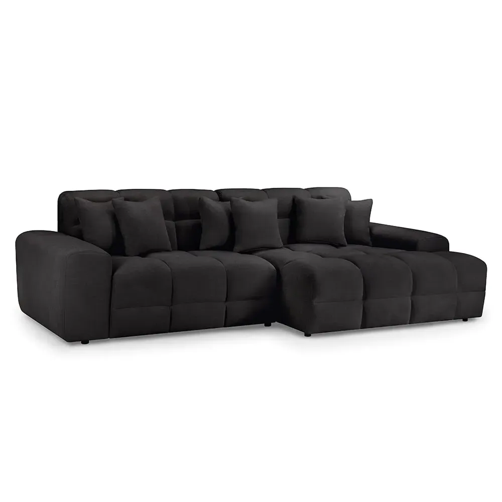 Jackson Left Hand Corner Sofa - Black, Fabric