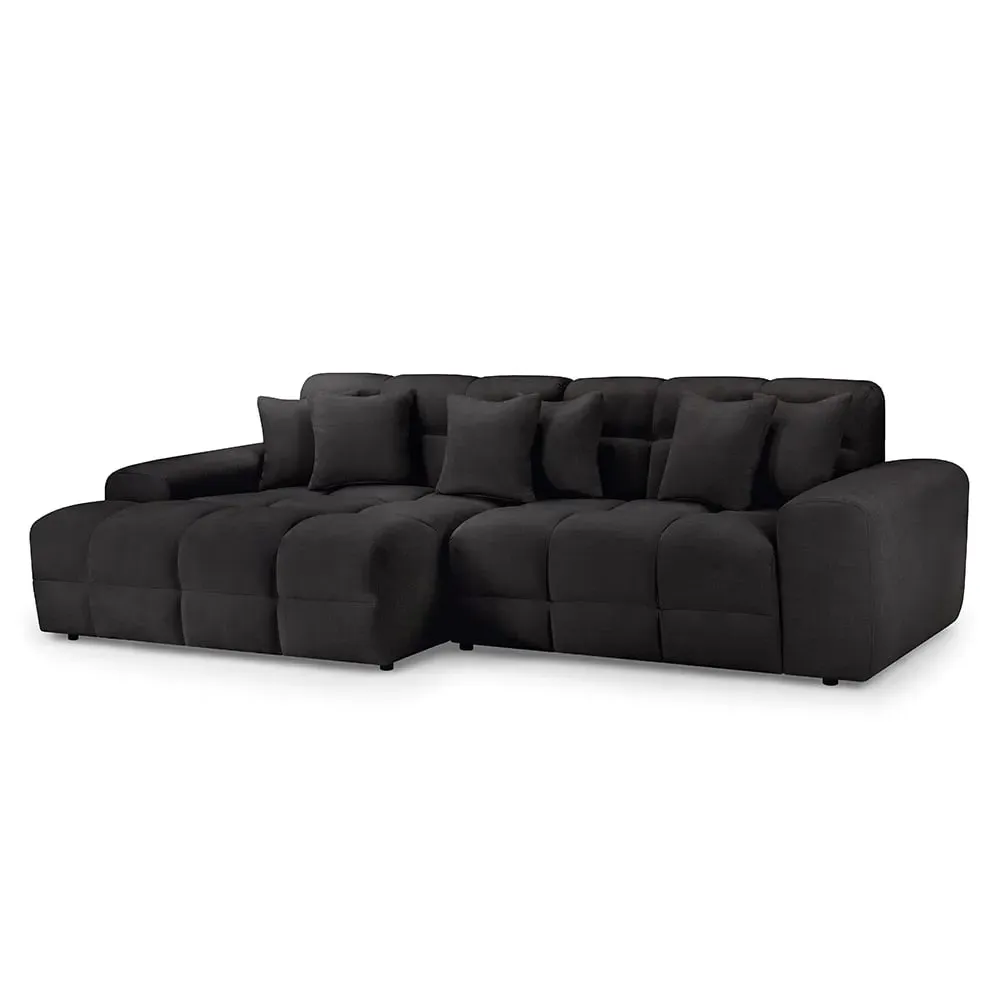 Jackson Right Hand Corner Sofa - Black, Fabric