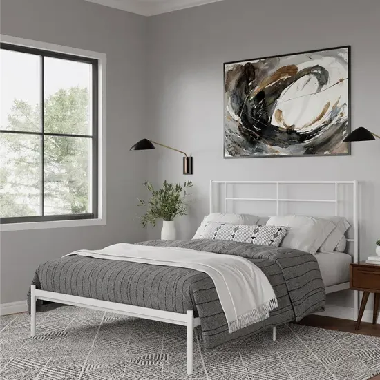 Jacksonville Double Bed Frame - White, Metal