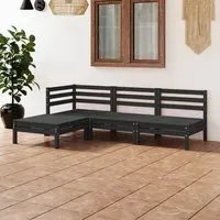 Jaclyn 4 Piece Garden Lounge Set - Black, Pinewood