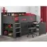 Jadiel Single Midsleeper Bed with Storage and Desk - Anthracite