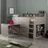 Jadiel Single Midsleeper Bed with Storage and Desk - Grey Oak