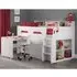 Jadiel Single Midsleeper Bed with Storage and Desk - White