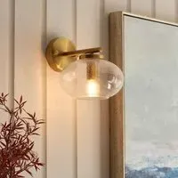 Jaffrey Clear Glass Wall Light - Brass