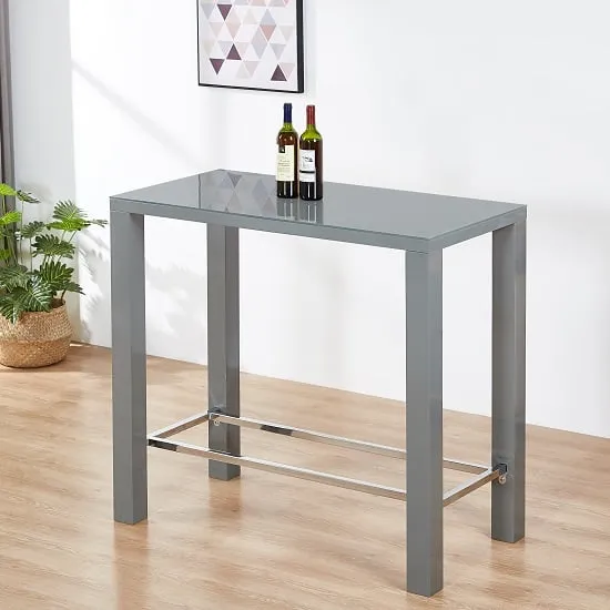 Jam Rectangular Bar Table - Grey, Glass