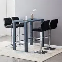 Jam Rectangular Bar Table Set with 4 Candid Stools - Grey, Glass