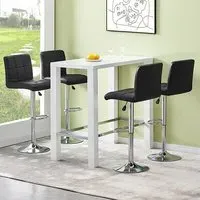 Jam Rectangular Bar Table Set with 4 Coco Stools - White, Glass