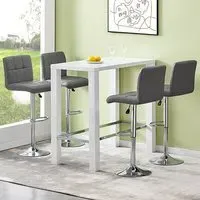 Jam Rectangular Bar Table Set with 4 Coco Stools - White, Glass