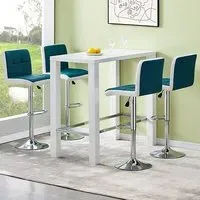 Jam Rectangular Bar Table Set with 4 Copez Stools - White, Glass