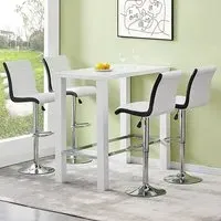 Jam Rectangular Bar Table Set with 4 Ritz Stools - White, Glass