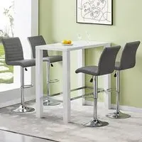 Jam Rectangular Bar Table Set with 4 Stools - White, Glass