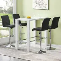 Jam Rectangular Bar Table Set with 4 Stools - White, Glass