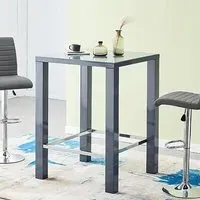 Jam Square Bar Table - Grey, Glass