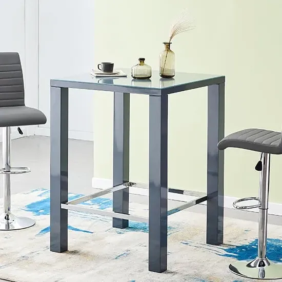 Jam Square Bar Table - Grey, Glass image