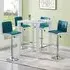 Jam Square Bar Table Set with 4 Copez Stools - Teal, Glass