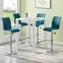 Jam Square Bar Table Set with 4 Ritz Stools - Teal, Glass