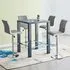 Jam Square Bar Table Set with 4 Stools - Grey, Glass